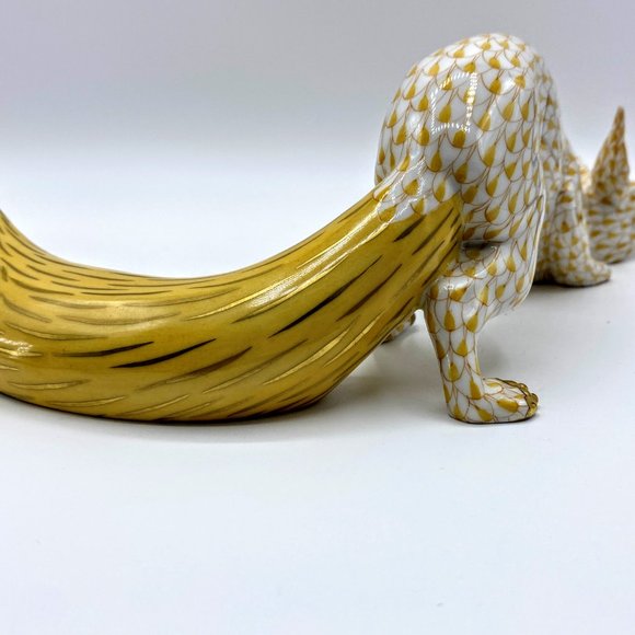 Herend Hungary hand painted yellow fishnet 24K accent Figurine Large Sneaky Fox - Picture 4 of 13